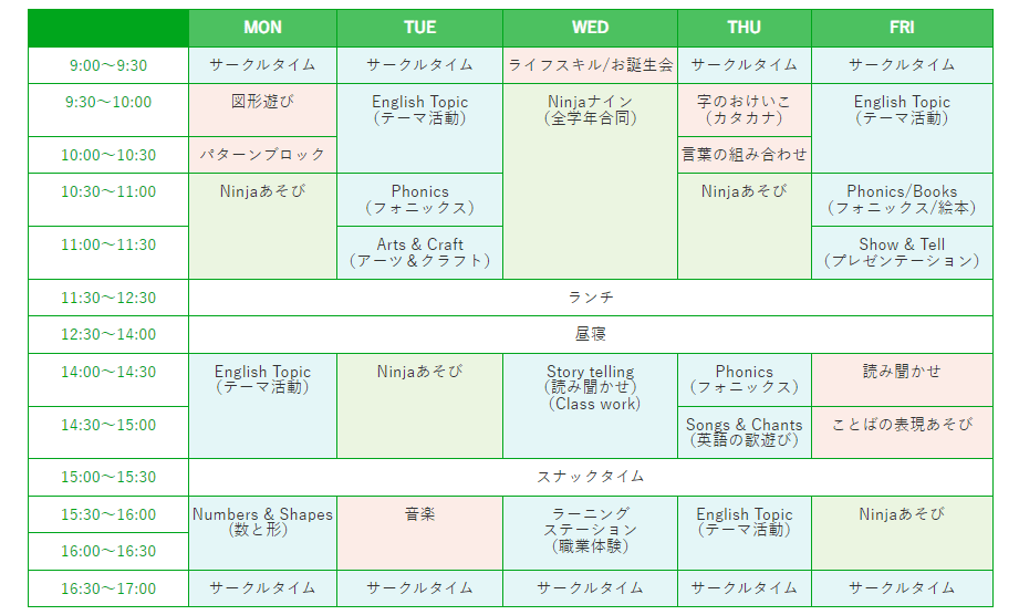 キッズデュオインターナショナルのカリキュラム